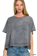 GREEN Acid Washed Oversized Top w Pocket