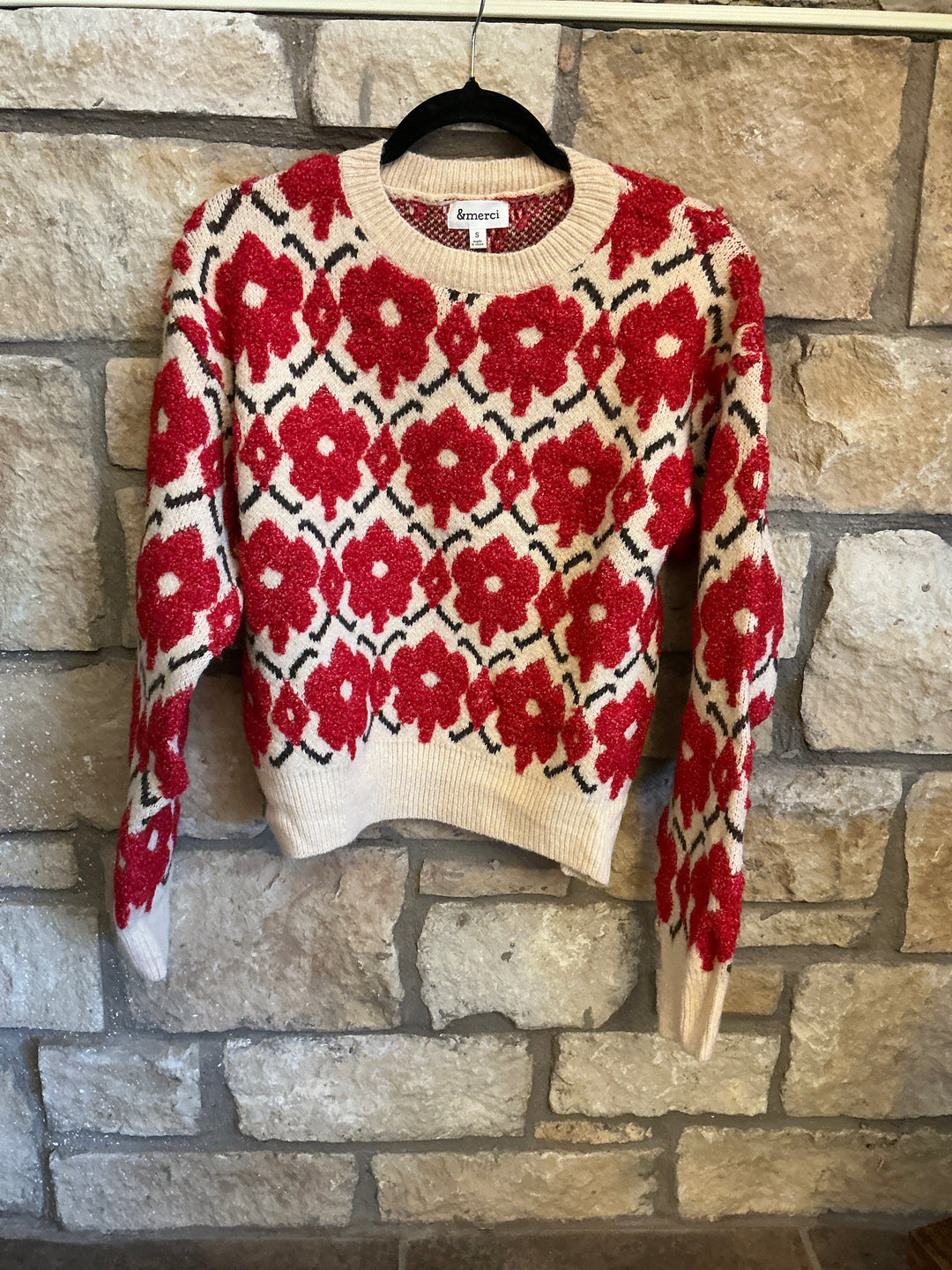 Red Flower Sweater