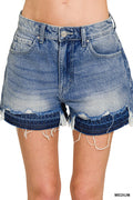 Medium Denim Shorts cuff detail