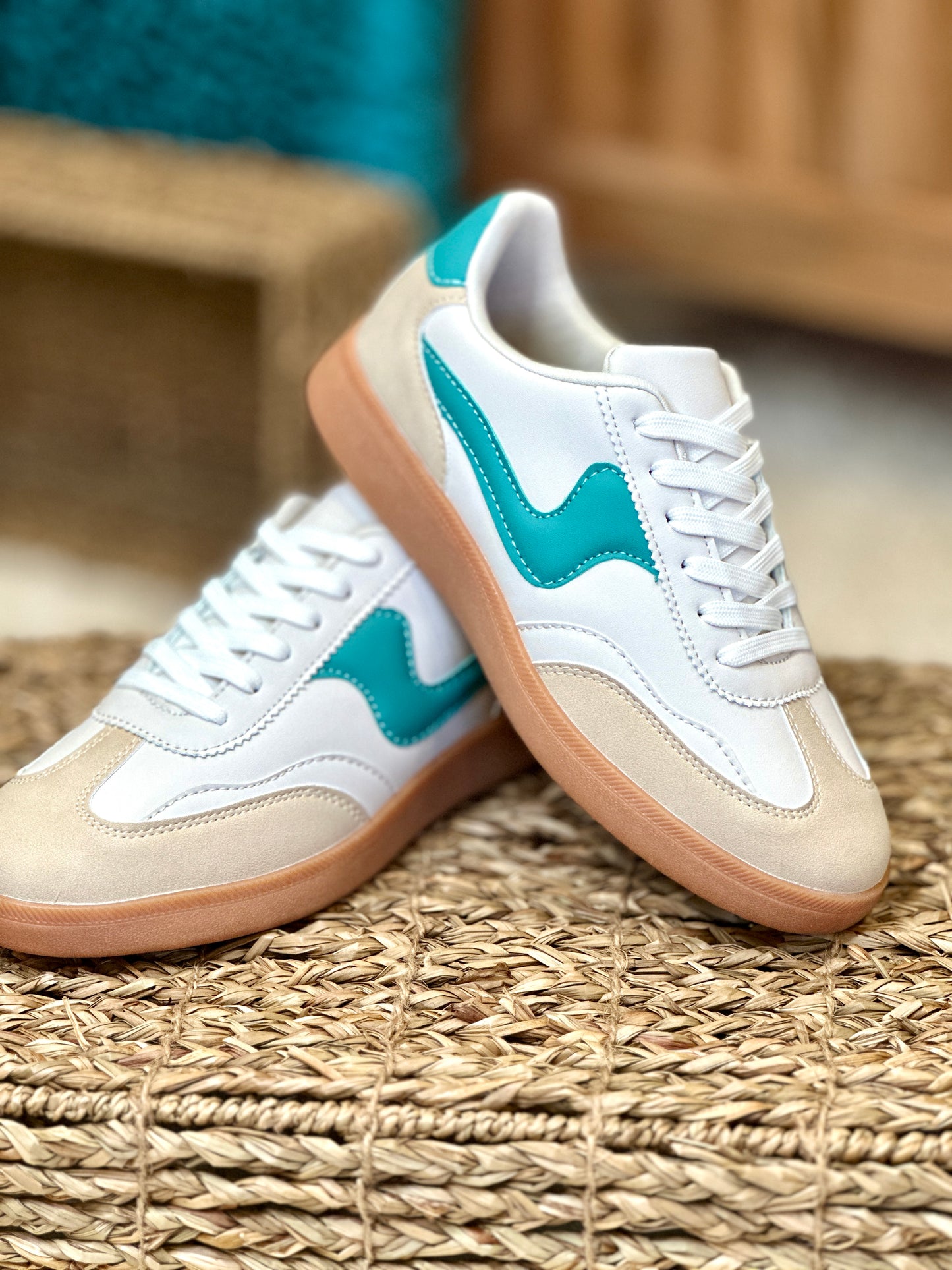 White & Teal Sneaker