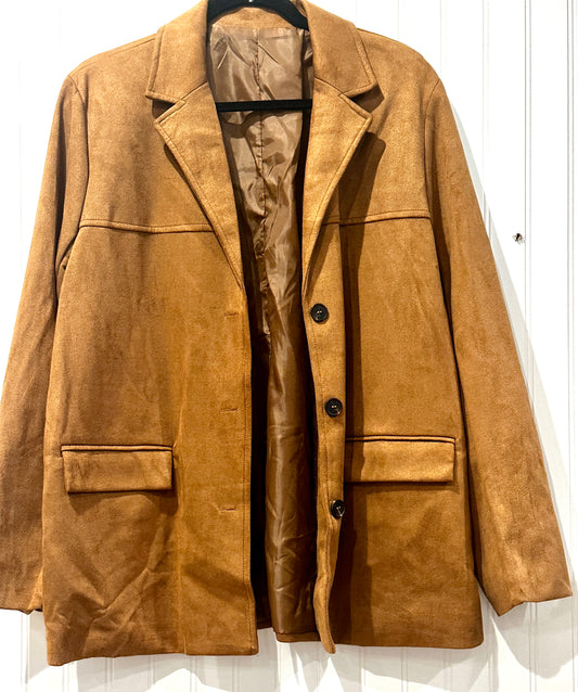 Camel Faux Suede Blazer