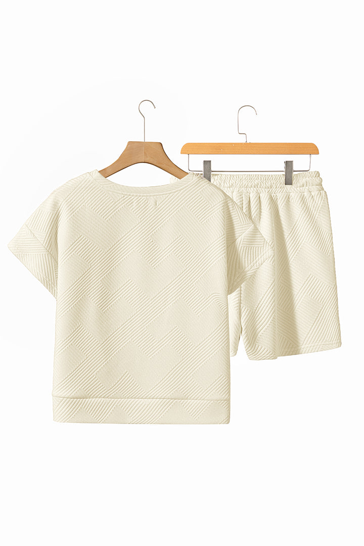 Cream Textured Short Set