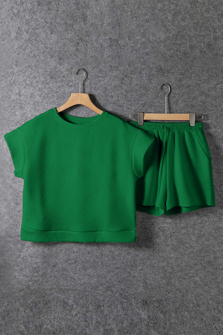 Green Textured Short Set