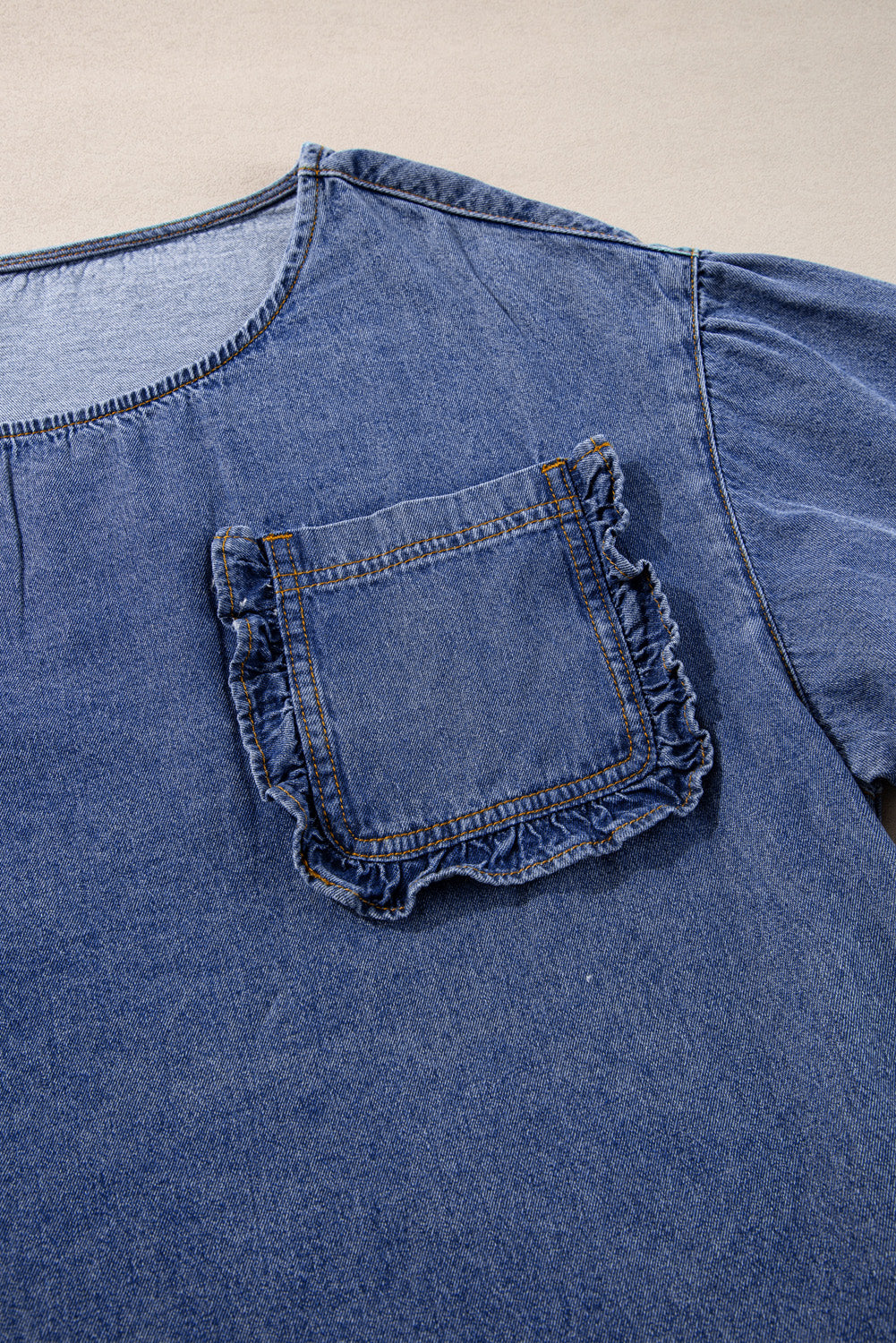 3/4 Sleeve Denim Blouse