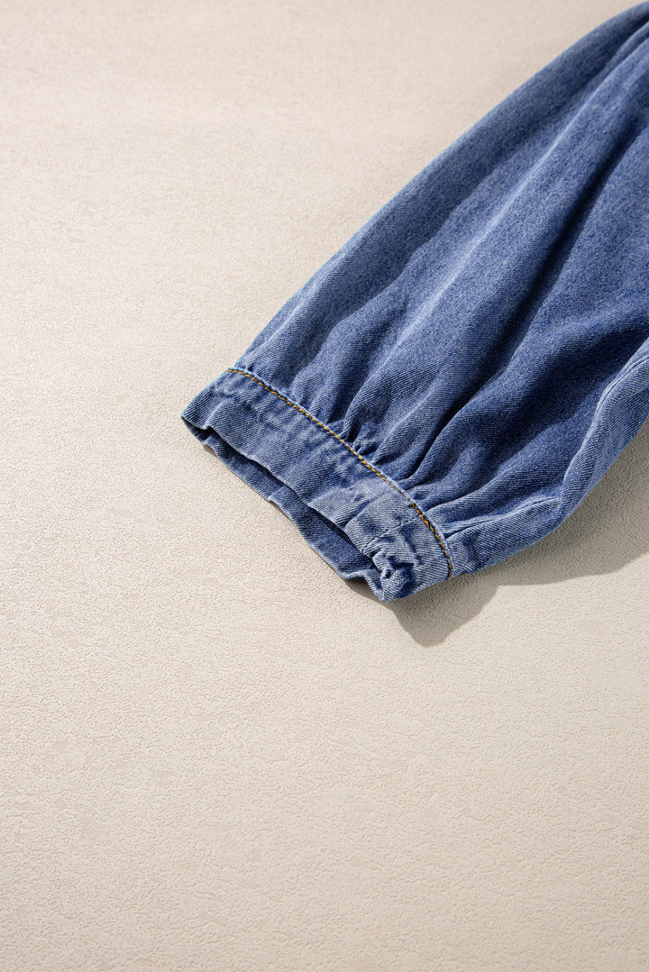 3/4 Sleeve Denim Blouse