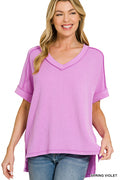 RED v-neck ribbed top