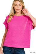 Raised Rib Cap Sleeve Top