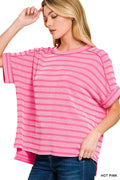 Mocha Striped Ribbed Top