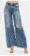 Risen MEDIUM WASH TUMMY CONTROL MID RISE FIT WIDE JEANS