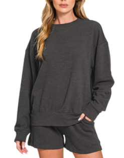 SLUB PULLOVER & SHORTS 2PCS SET