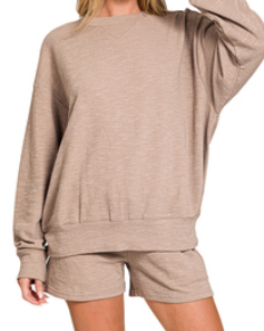 SLUB PULLOVER & SHORTS 2PCS SET