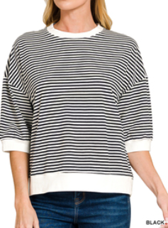 Striped contrast trim banded bottom top