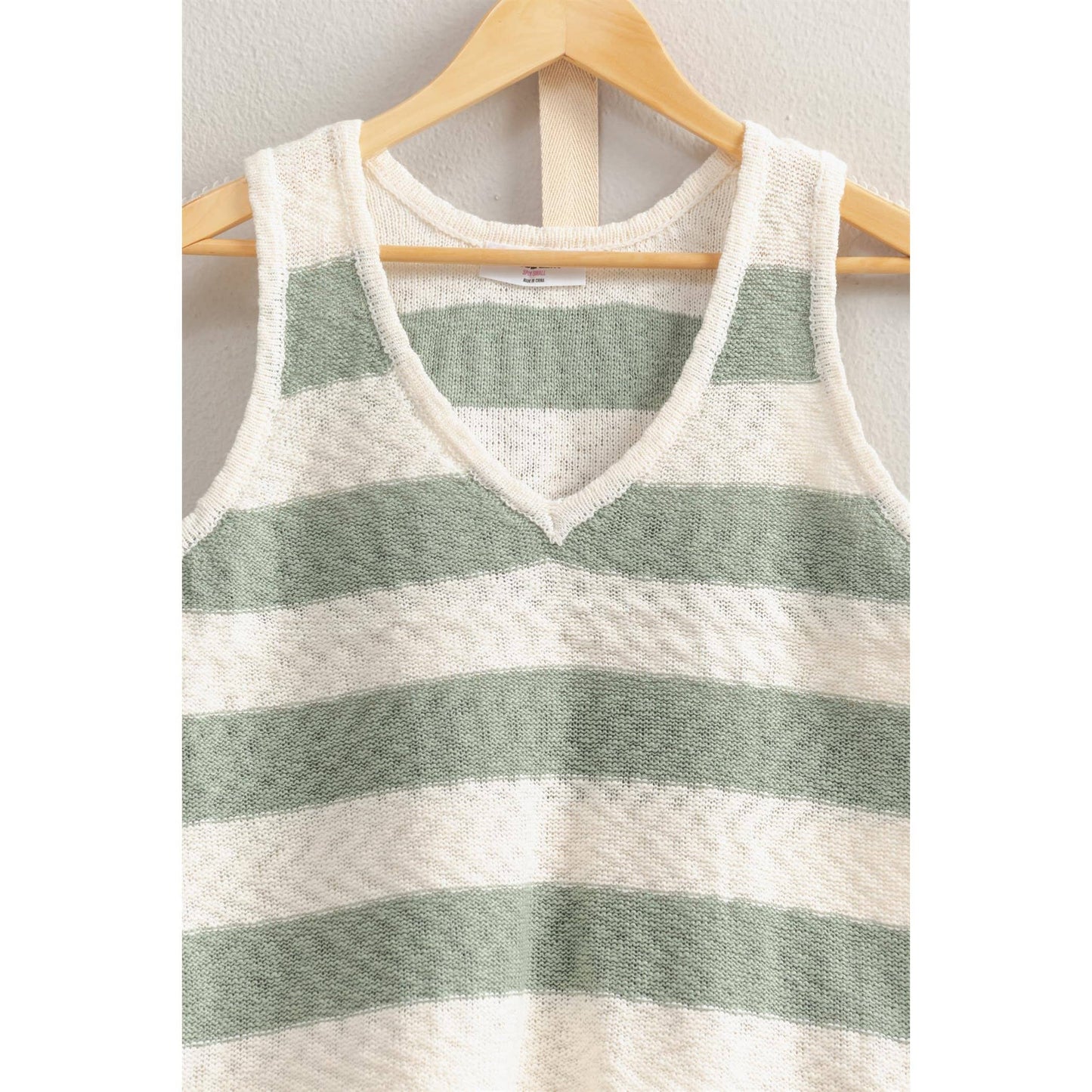 SET-Striped Sweater Top And Shorts Set