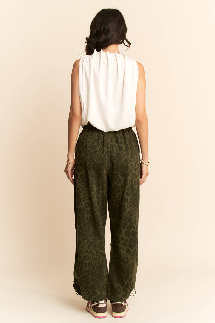 WHITE SOLID SLEEVELESS COWL NECK TIE DETAIL TOP