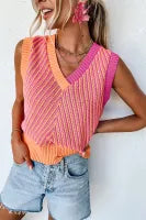 Strawberry Chevron sleeveless sweater