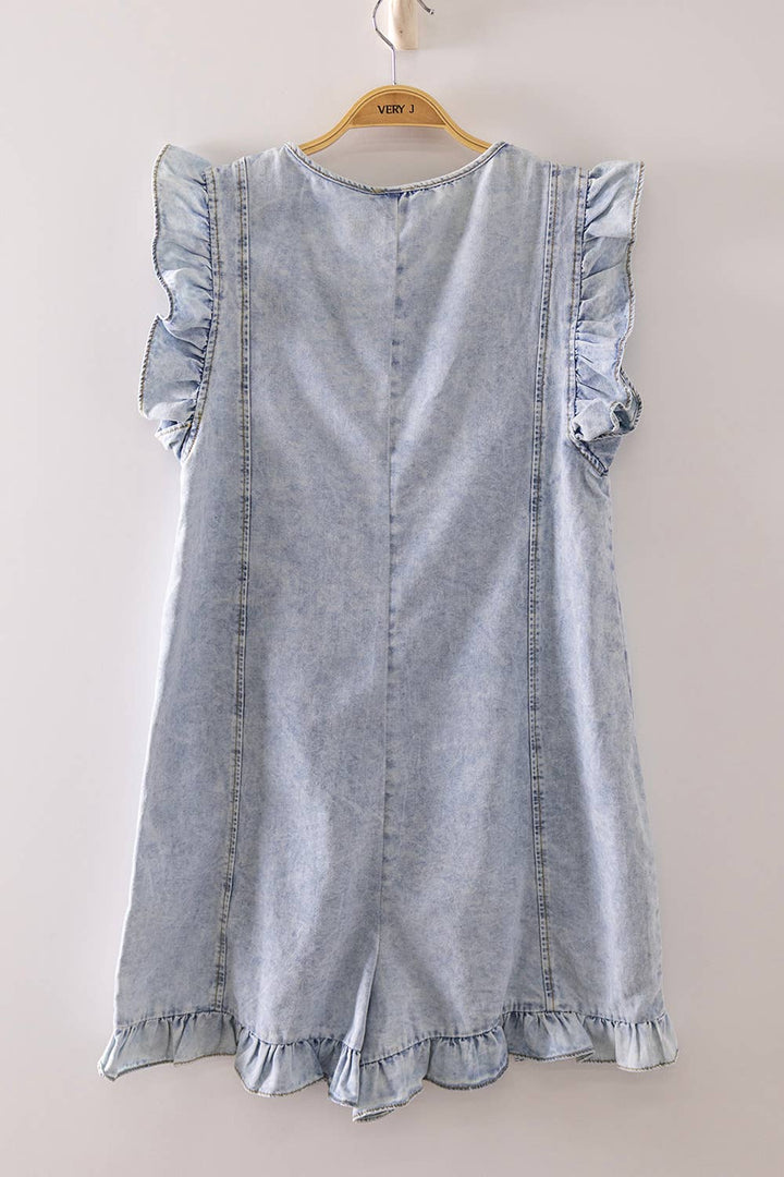 Ruffle Denim Romper