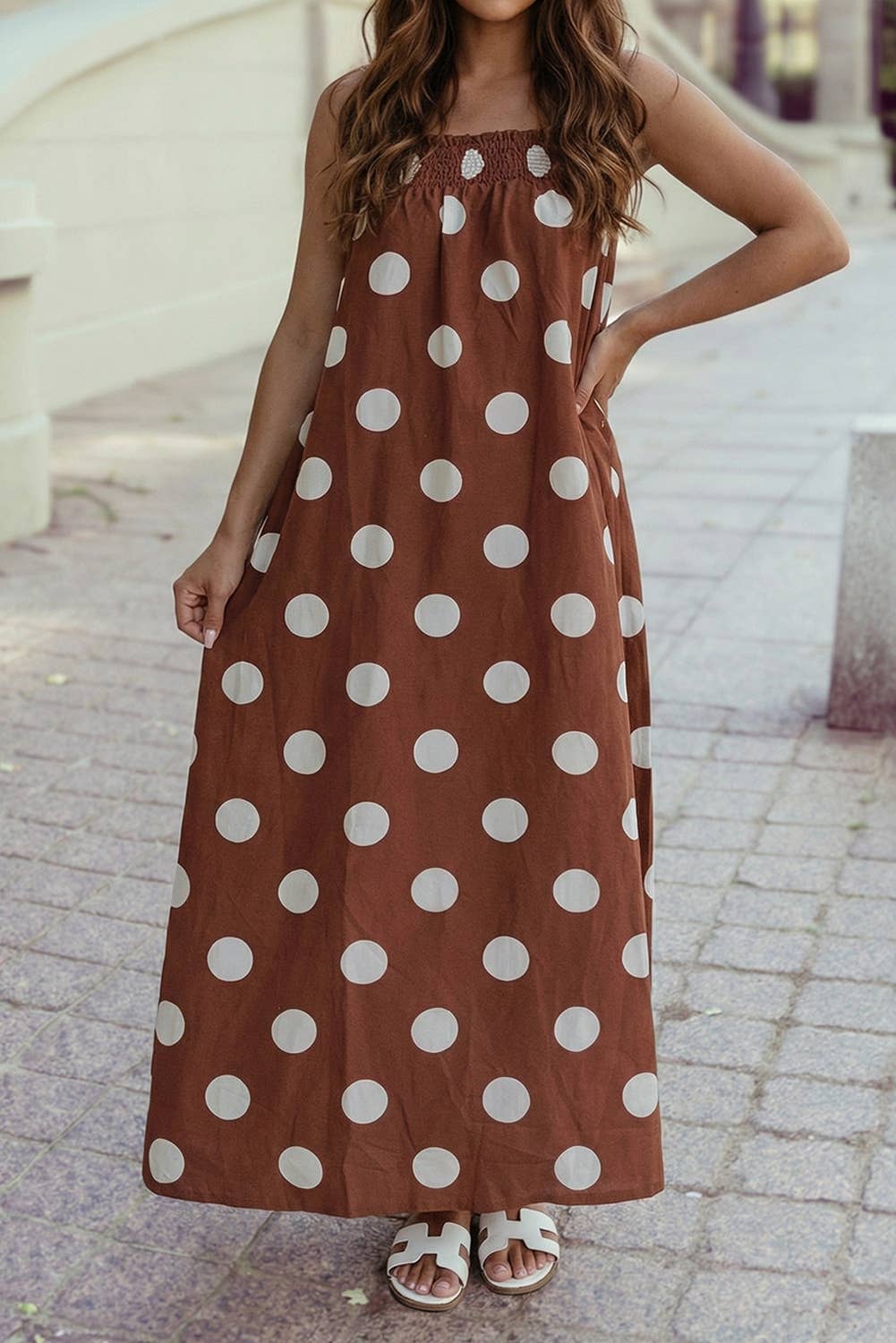 Polka Dot Spaghetti Straps Maxi Dress