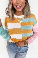 Color Block Striped Pullover Sweater