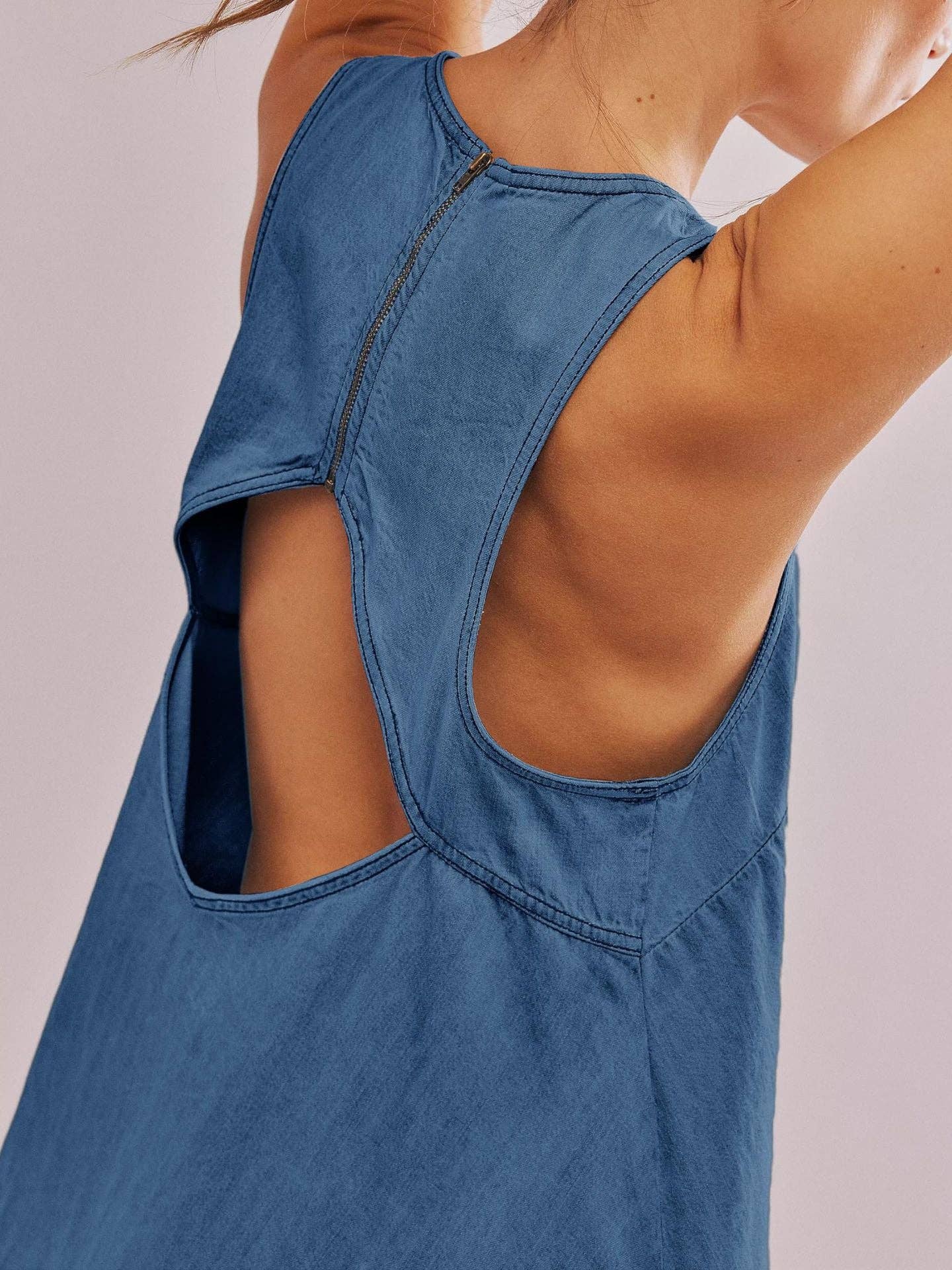 Denim Round Neck Sleeveless Mini Dress DP25A531