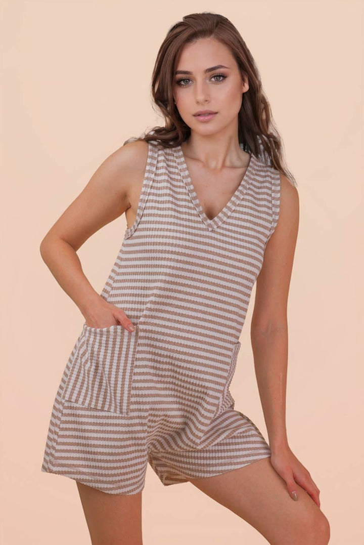 Striped Knit Casual Comfy Romper