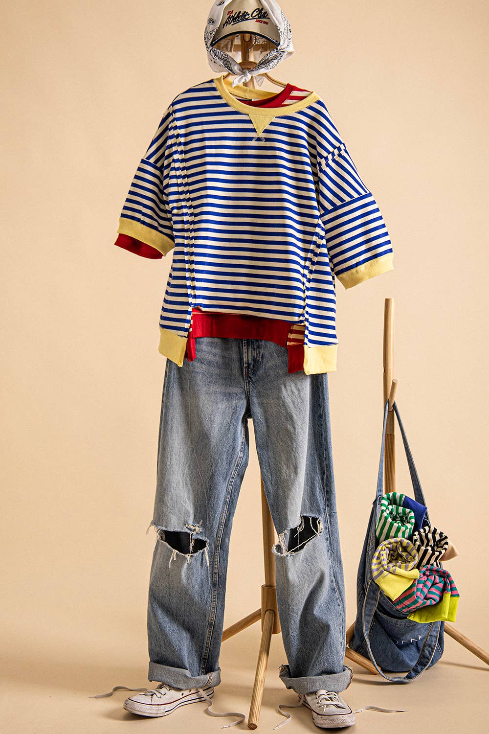 Oversized Stripe Casual Knit Top