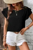 Black Ruffle Sleeve Top