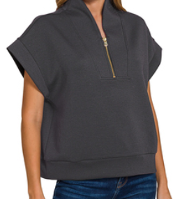 BLACK Scuba high neck half zip vest