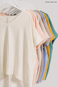 Woven airflow v-neck dolman short sleeve top