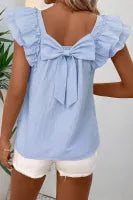 Blue Bow Back Top
