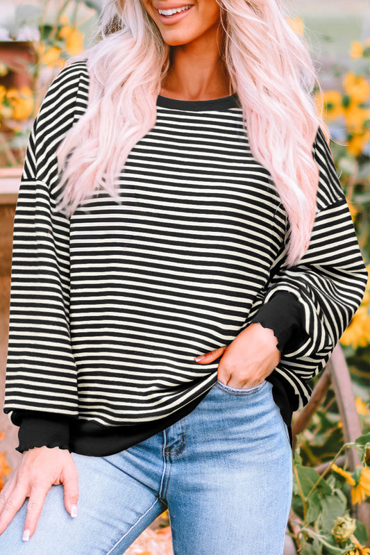 Black White Stripe Top