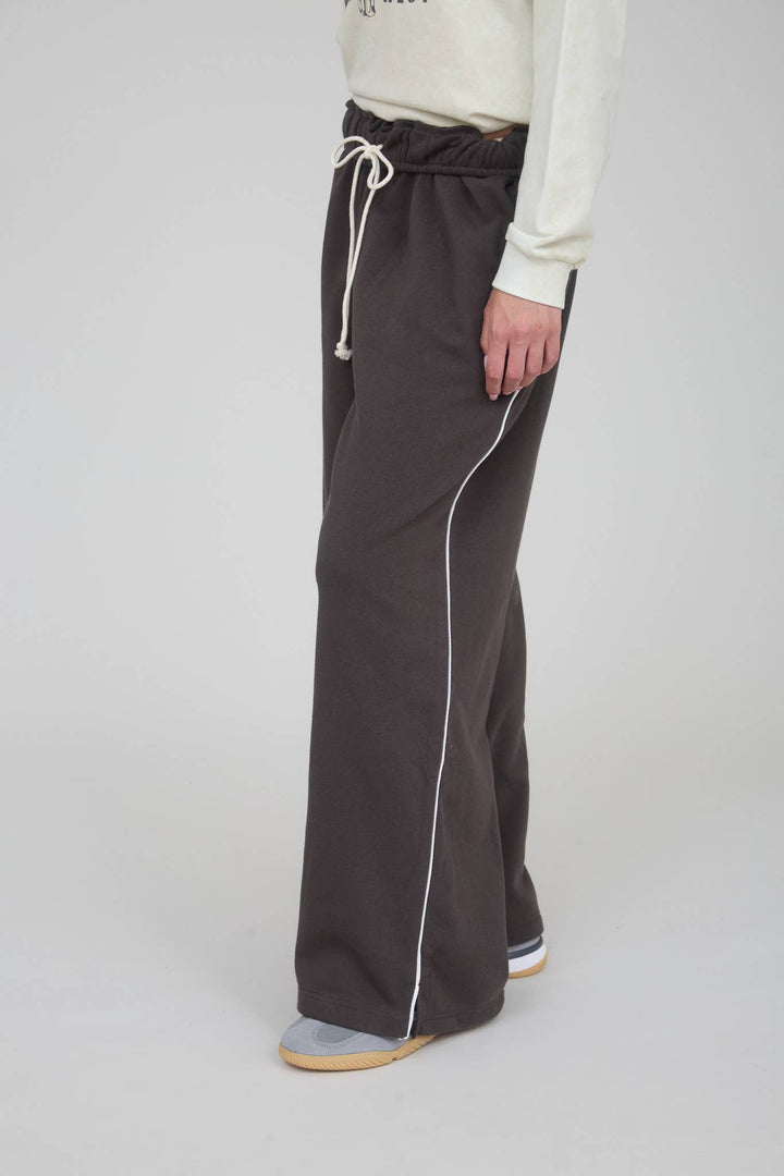 FOLD OVER DRAWSTRING WAIST WIDE LEG LOUNGE PANTS