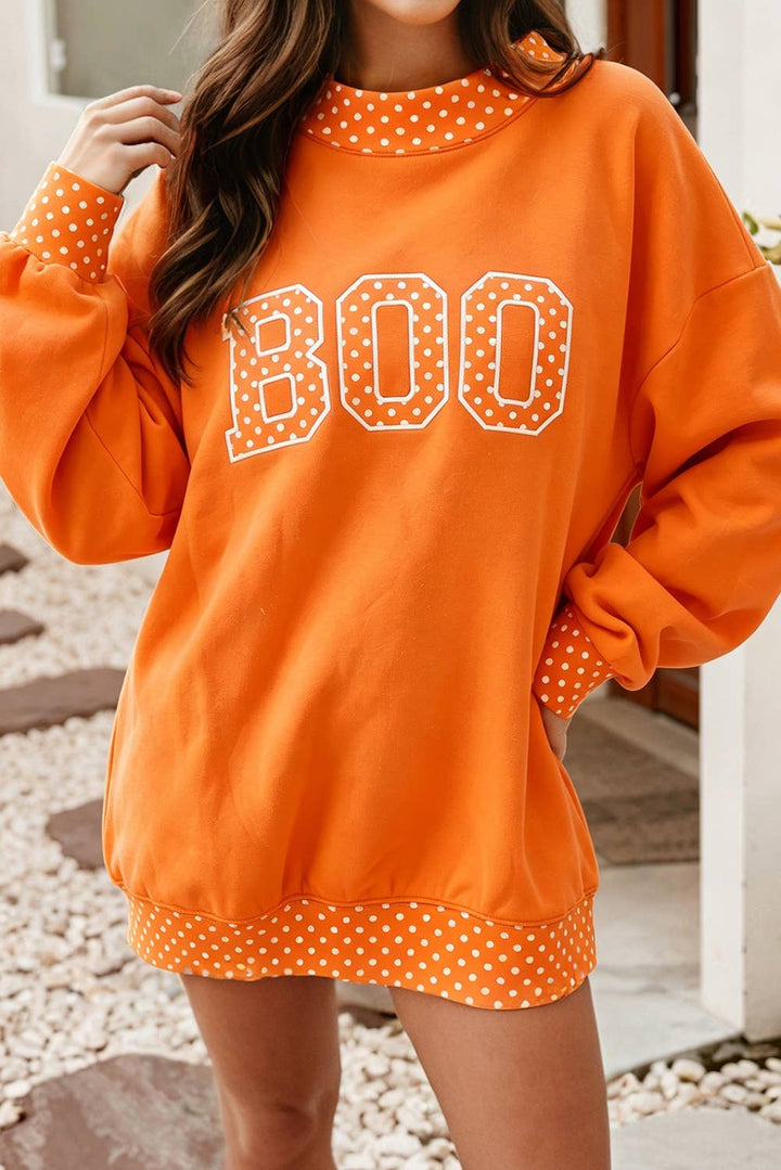 Polka Dot Contrast Holiday Mock Neck Sweatshirt