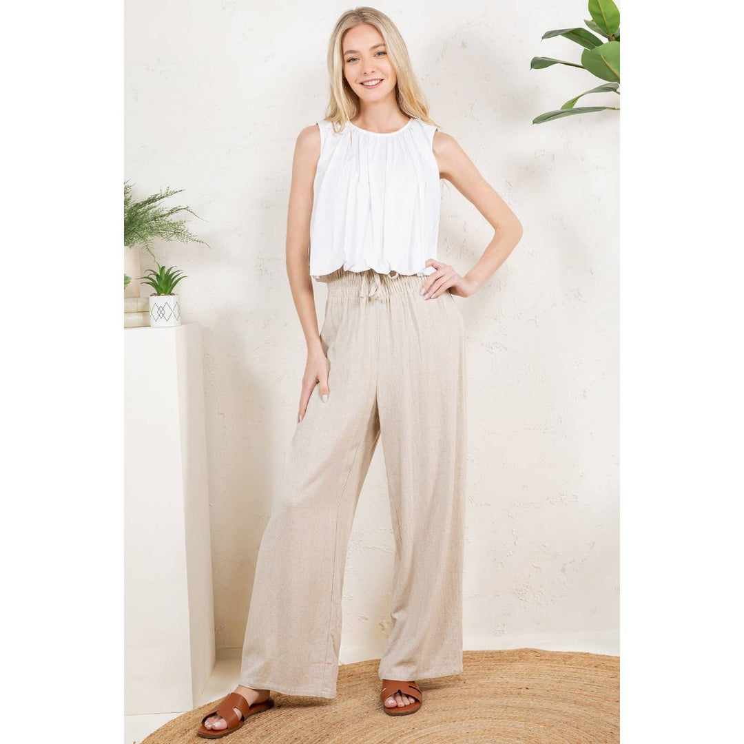 White Soft Pleated Sleeveless Bubble Hem Top