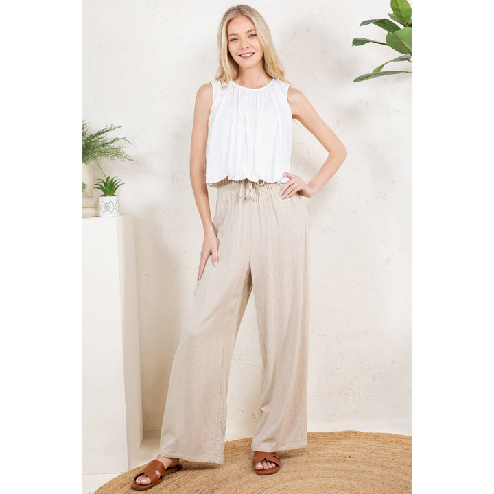 White Soft Pleated Sleeveless Bubble Hem Top