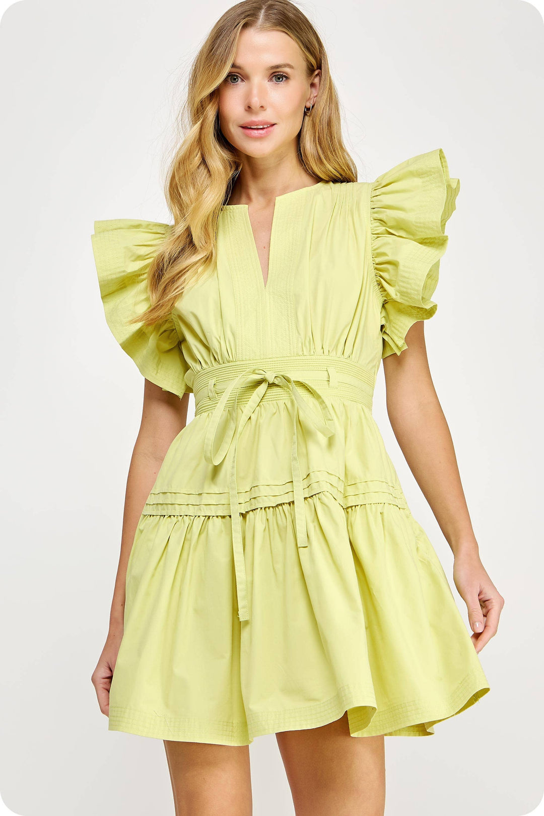 Flutter Sleeve Poplin Mini Dress