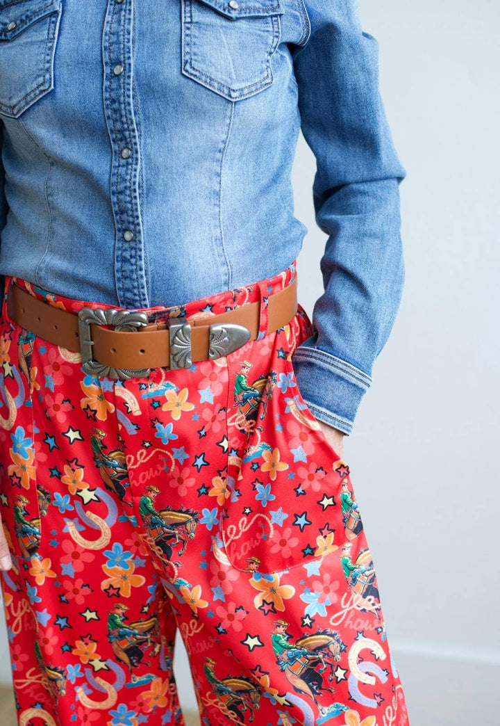 RED HORSESHOE COWBOY PANT