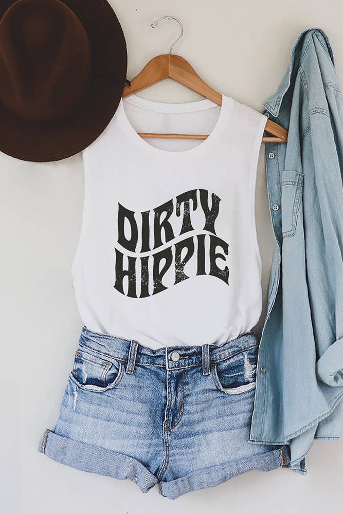 Dirty Hippie Print Sleeveless Graphic Tank Top