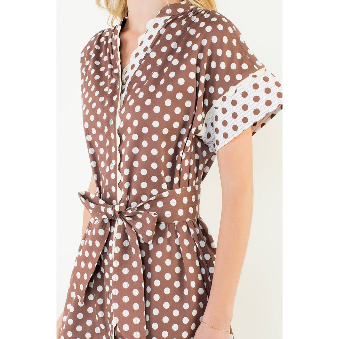 Short Sleeve Polka Dot Dress