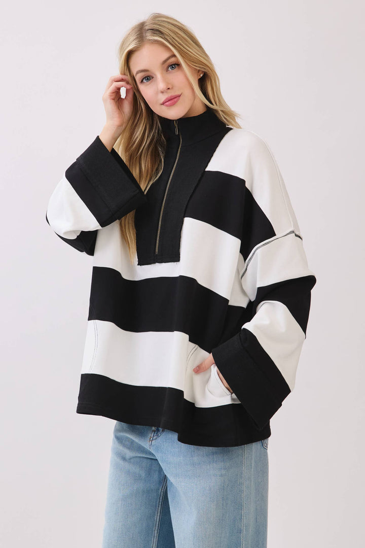 Varsity Stripe Zip Pullover