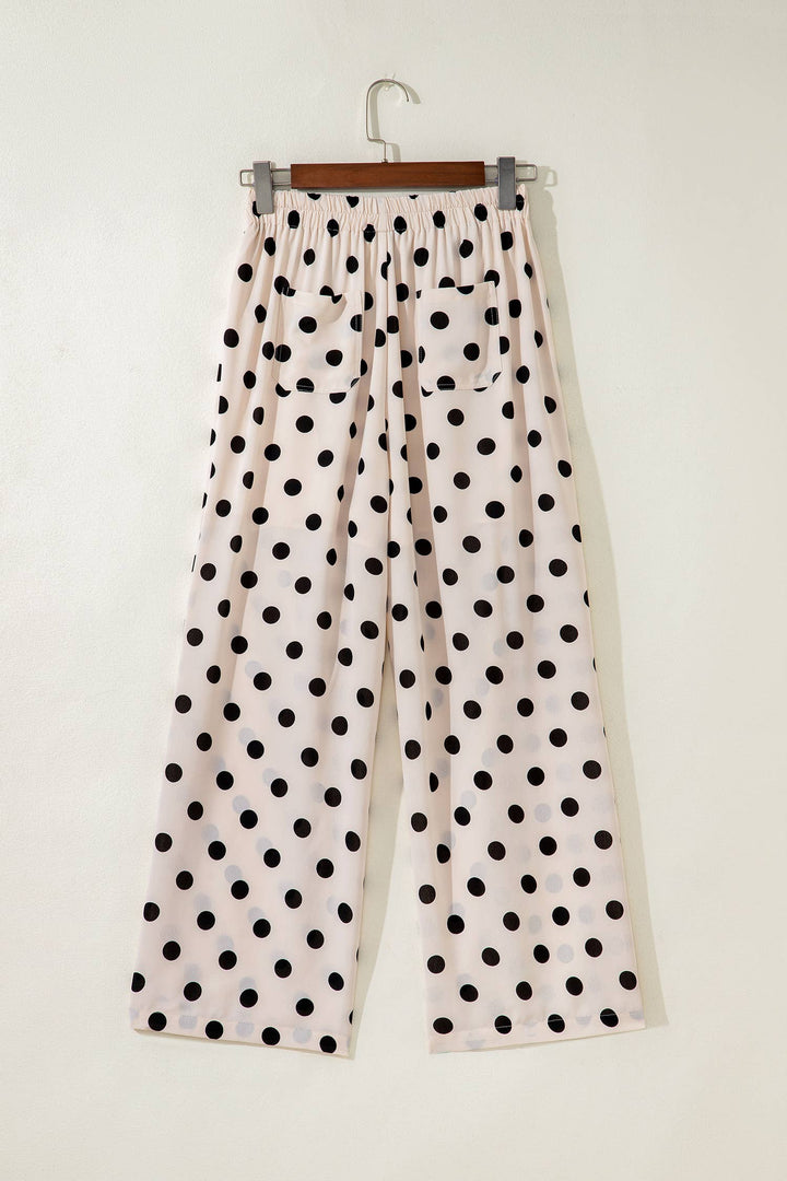 Polka Dot Patched Pocket Ankle Loose Pants S-4X