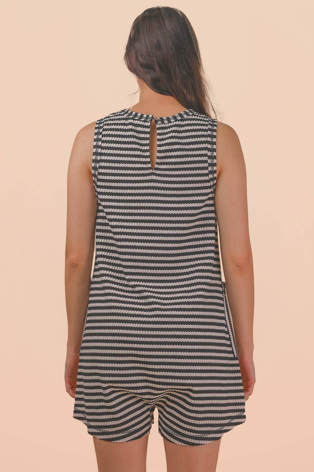 Striped Knit Casual Comfy Romper