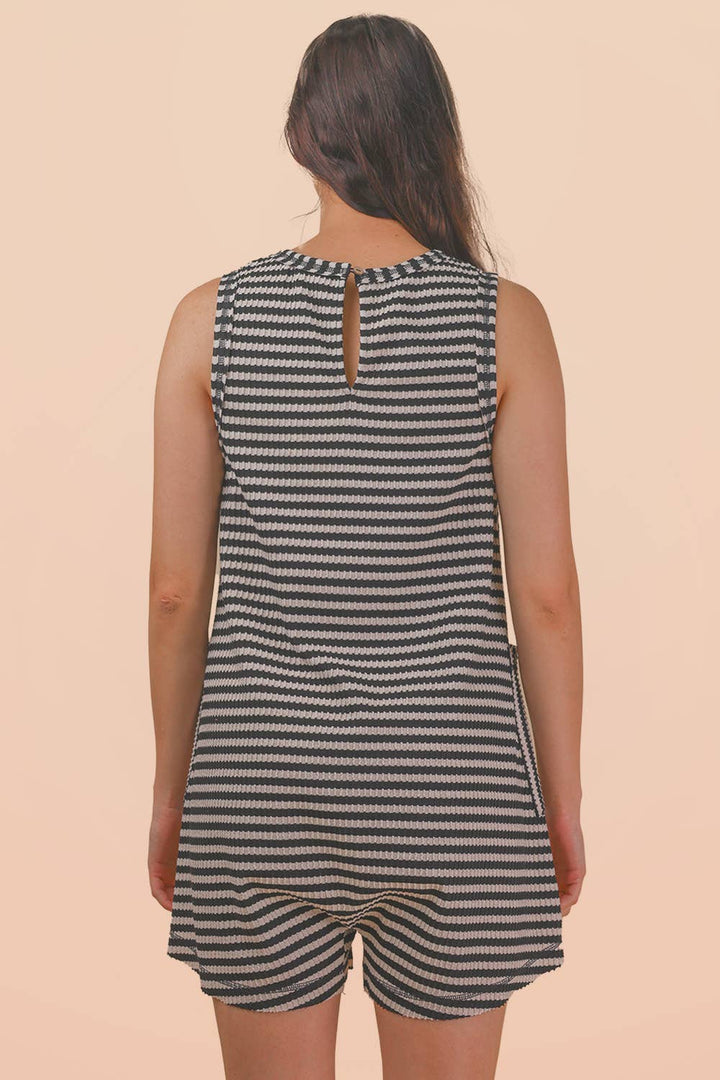 Striped Knit Casual Comfy Romper