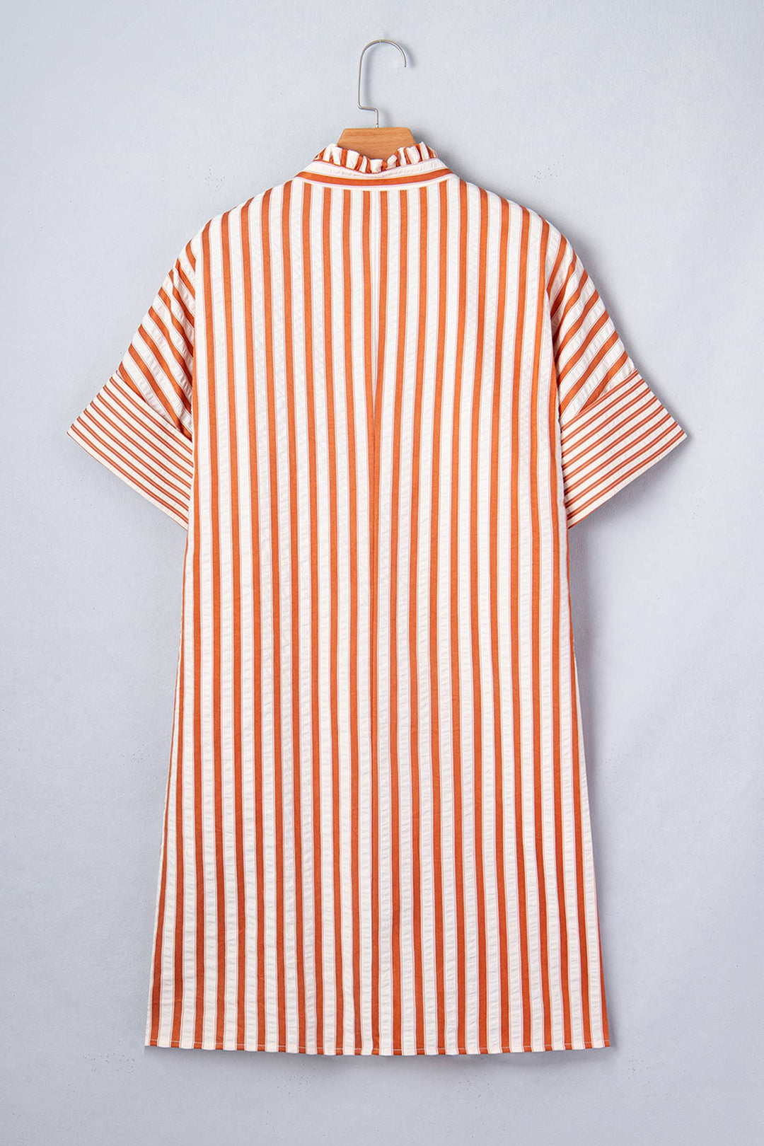 Stripe Pinched Turn-up Cuffs Shift Mini Dress