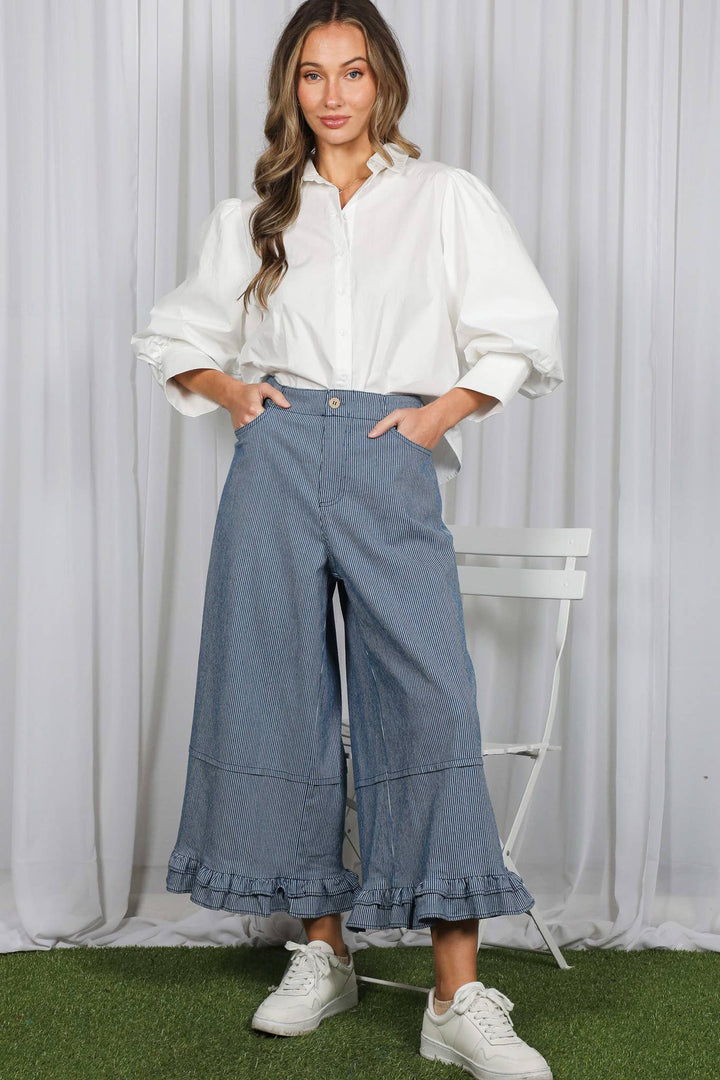 Short Puff Sleeve Button Down Shirt Top