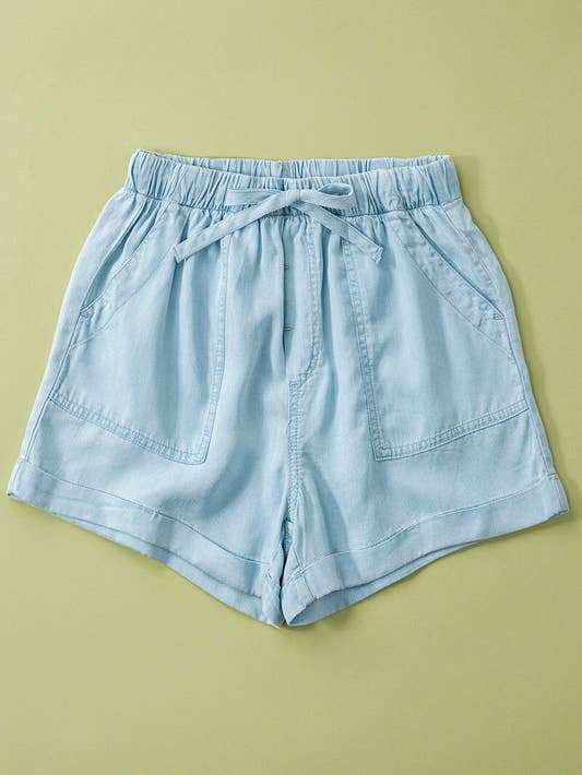 Patch pocket tencel shorts