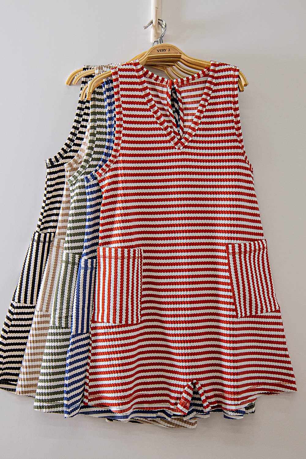 Striped Knit Casual Comfy Romper