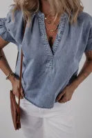 Denim V-Neck Top