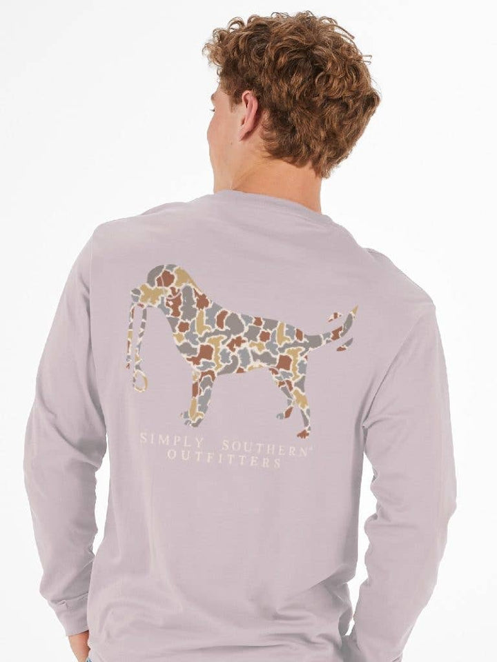 Men Long Sleeve Camo Dog Tee