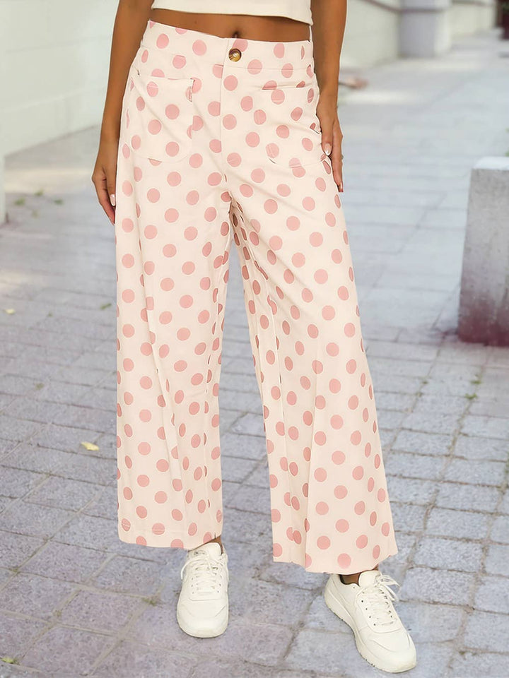Polka Dot Patched Pocket Ankle Loose Pants S-4X