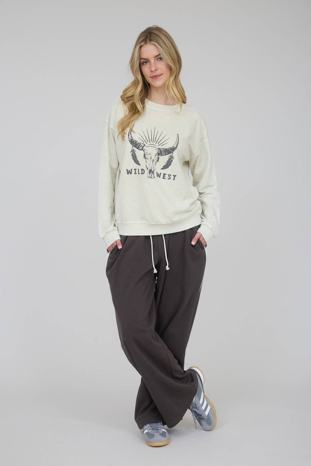 FOLD OVER DRAWSTRING WAIST WIDE LEG LOUNGE PANTS